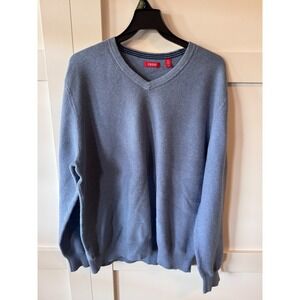 IZOD Blue Pullover Sweater Men V-Neck‎ Size XL Long Sleeve